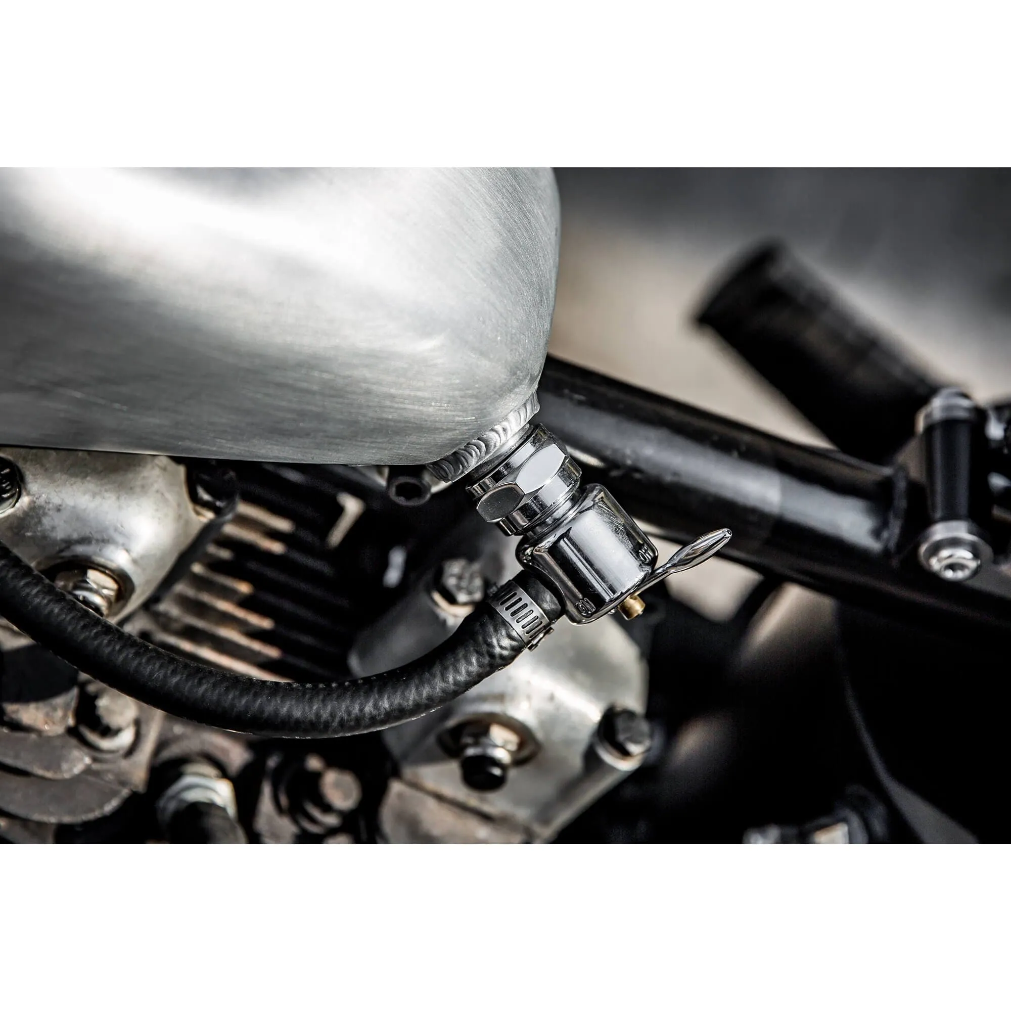 22mm Petcock Round Body Chrome Harley-Davidson Style - Left Side Position