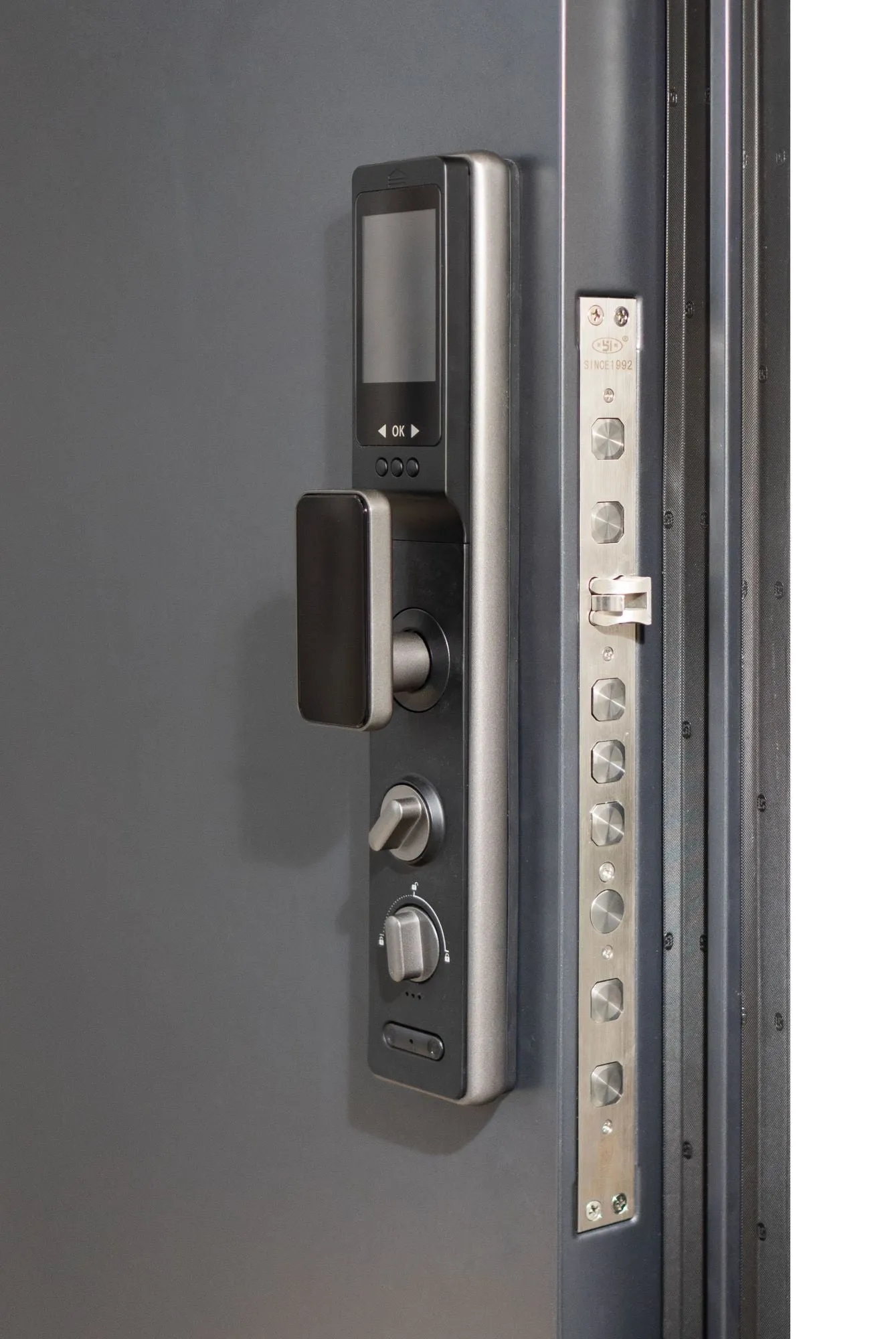 36x80" LH Security Door with Smart Lock in Grey