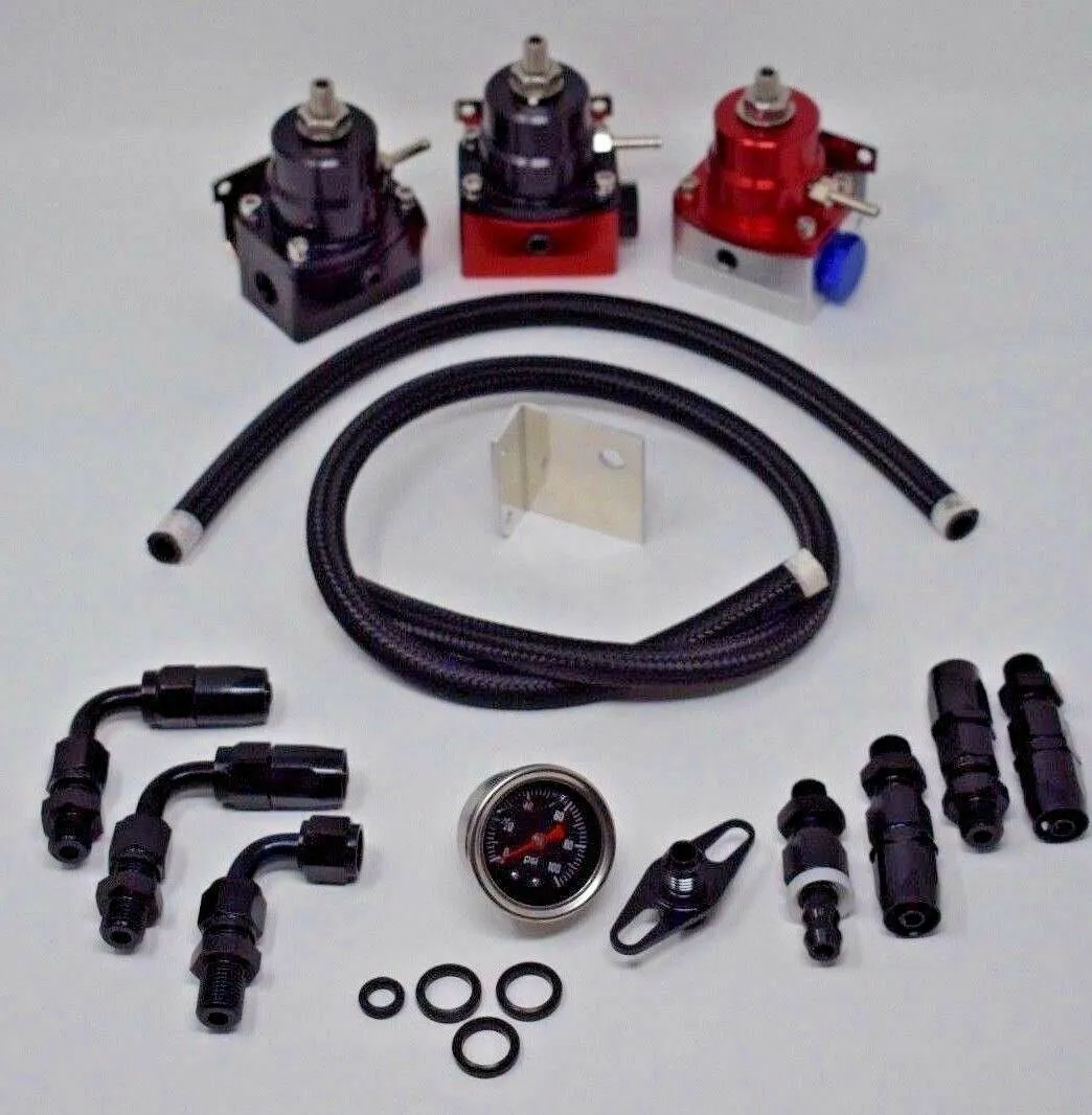 Adjustable Aero EFI Fuel Pressure Regulator Kit W/ 160PSI Oil Gauge AN-6 Hoses