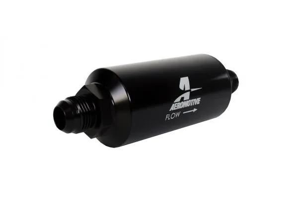 Aeromotive Filter, In-Line, 40 Micron Stainless Mesh Element, AN-10 Male, Bright-Dip Black, 2" OD - 12388