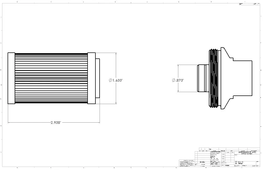 Aeromotive Filter, In-Line, 40 Micron Stainless Mesh Element, AN-10 Male, Bright-Dip Black, 2" OD - 12388