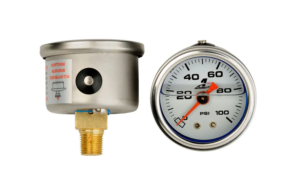 Aeromotive Fuel Pressure Gauge 0-100 PSI - White - 15633