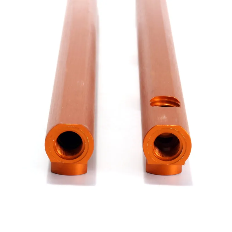 BBK Performance High-Flow Fuel Rail - 6 AN Female O-Ring Inlet - 6 AN Female O-Ring Outlet - Orange Anodized - Mopar Gen III Hemi