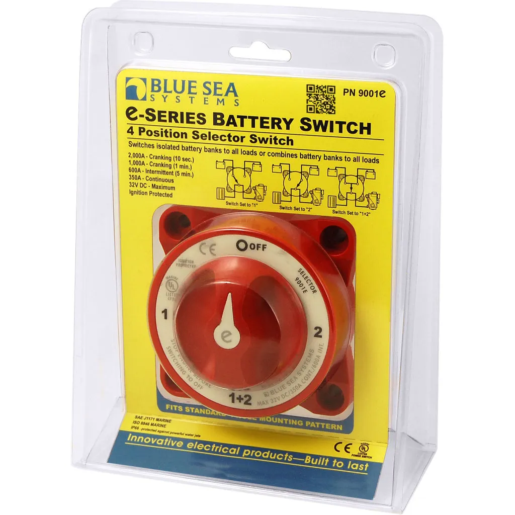 Blue Sea 9001E 4-Way Battery Switch-Red