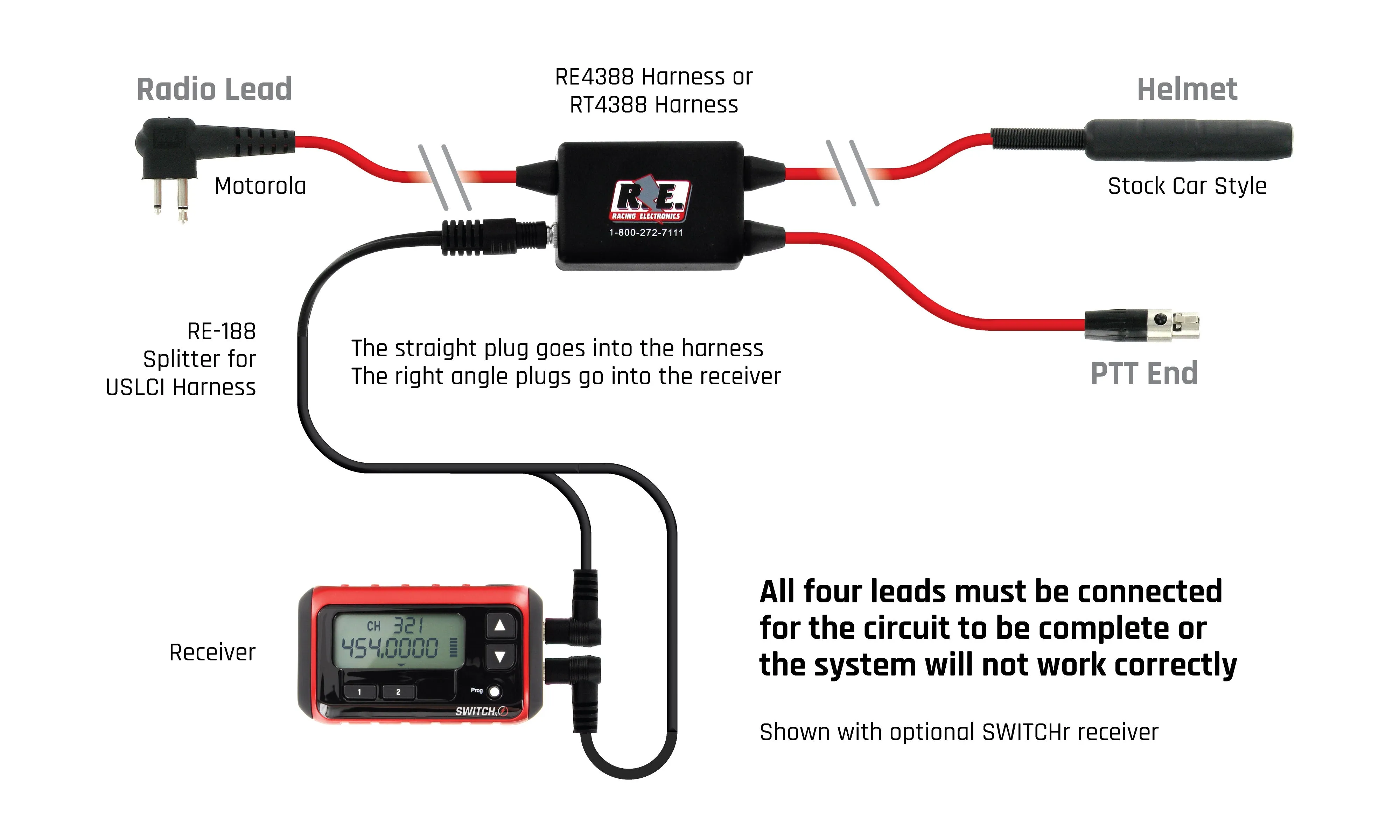 CAR HARNESS - 3 CONDUCTOR LEGACY 2-PIN MOTOROLA USLCI