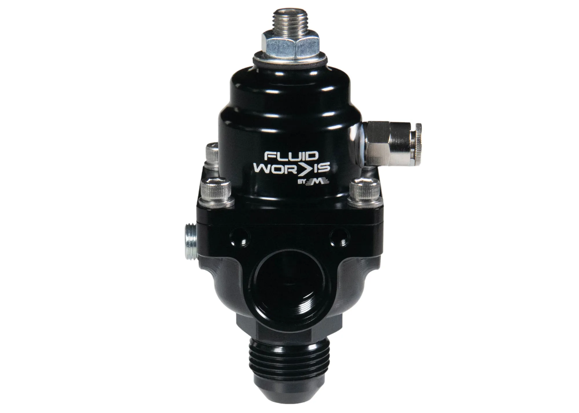 Fluidworks 3-6 gpm Fuel Pressure Regulator 35-70 psi 180 Degree Fittings