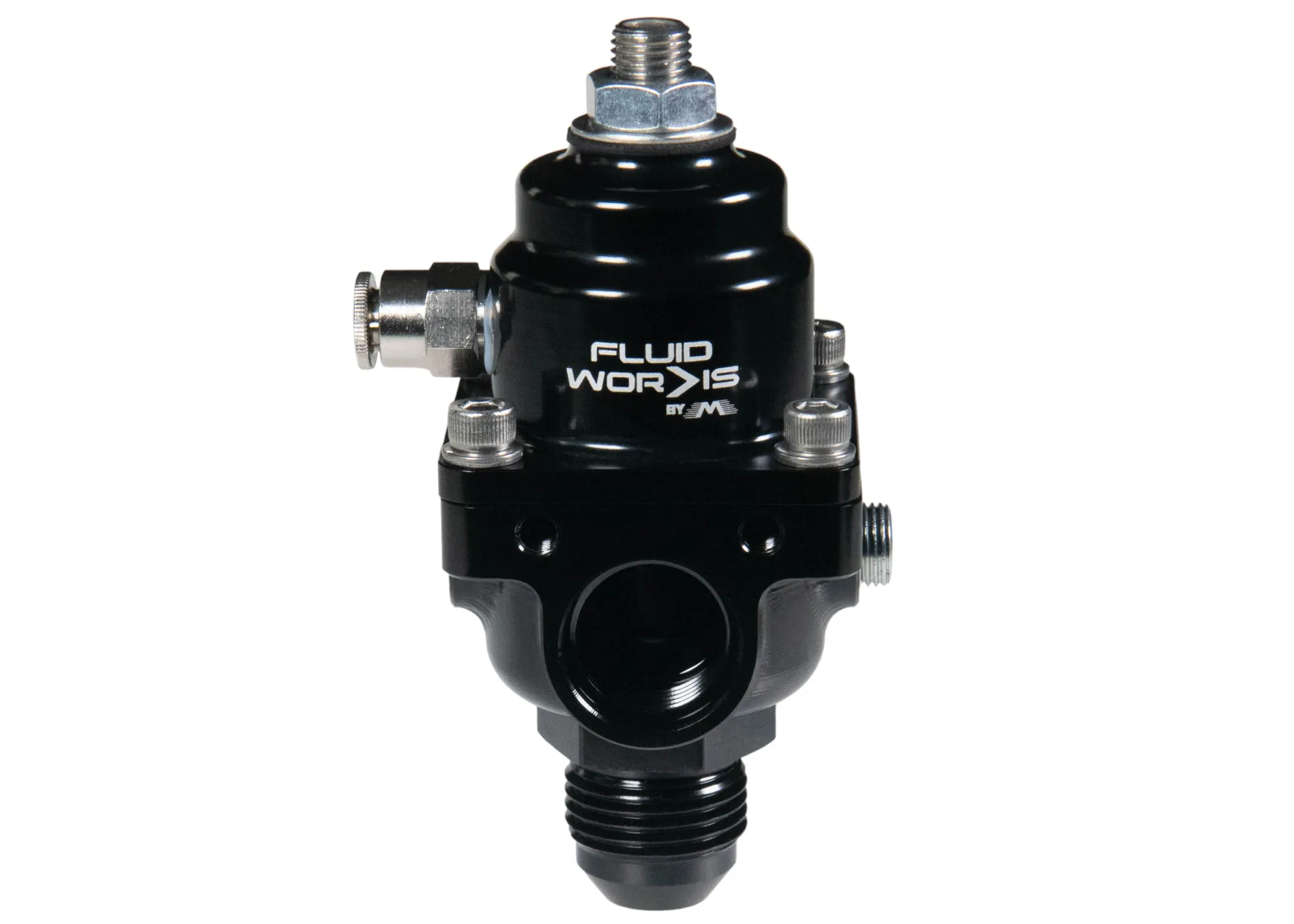 Fluidworks 3-6 gpm Fuel Pressure Regulator 35-70 psi 180 Degree Fittings