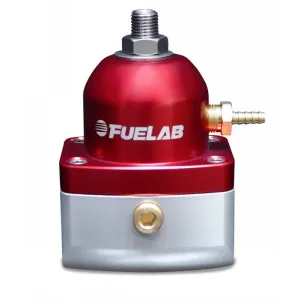 FUELAB 54501-2 Mini Fuel Pressure Regulator In-Line EFI (25-90 psi, 6AN-In, 6AN-Out) Red