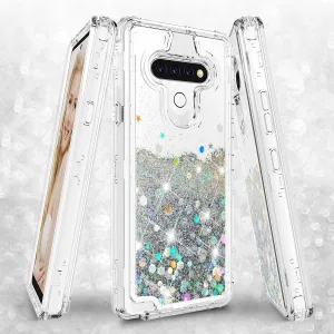 LG Aristo 5 Case,Hard Clear Glitter Sparkle Flowing Liquid Heavy Duty Shockproof Three Layer Protective Bling Girls Women Cases for LG Aristo 5 - Clear