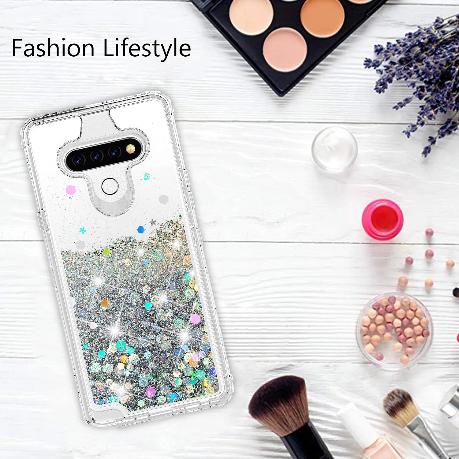 LG Aristo 5 Case,Hard Clear Glitter Sparkle Flowing Liquid Heavy Duty Shockproof Three Layer Protective Bling Girls Women Cases for LG Aristo 5 - Clear