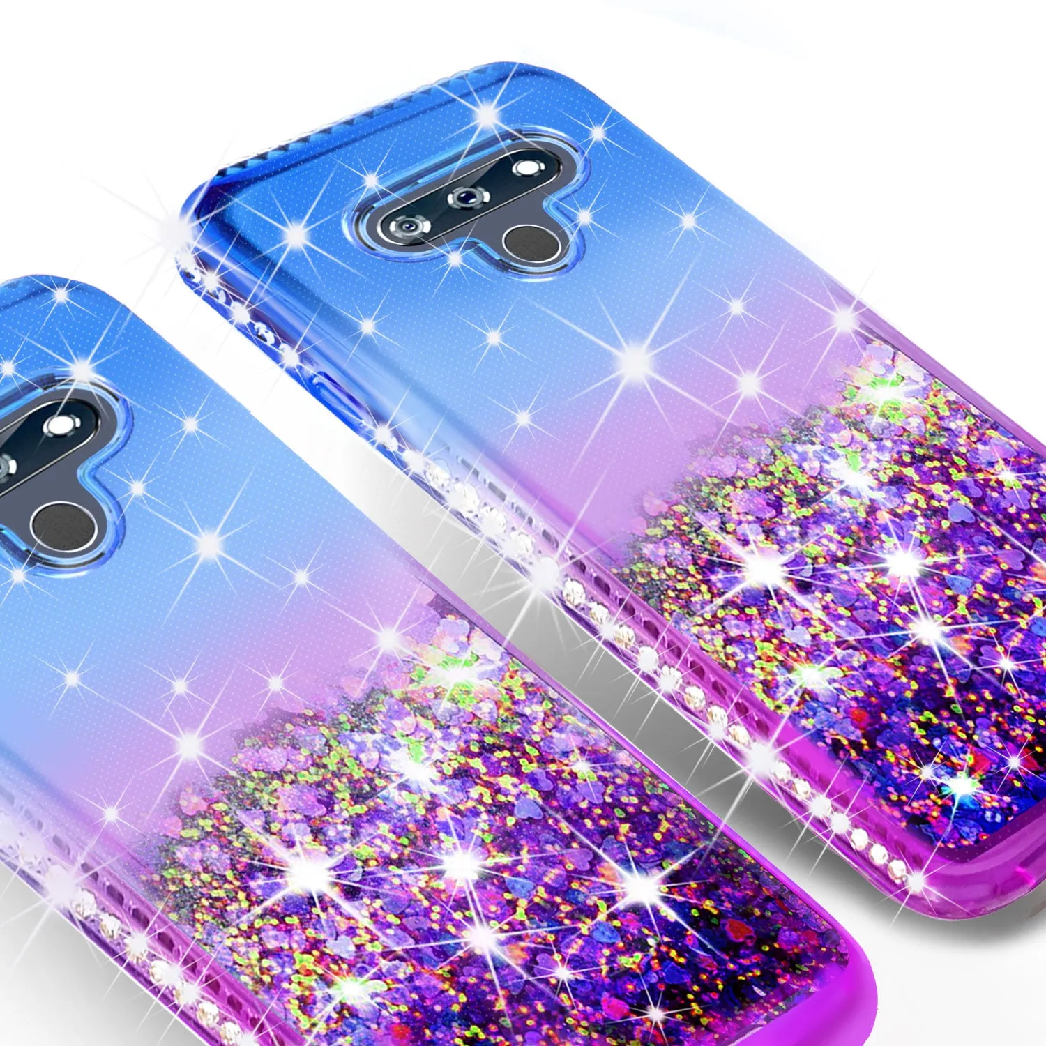 LG Stylo 6 Case Liquid Glitter Phone Case Waterfall Floating Quicksand Bling Sparkle Cute Protective Girls Women Cover for LG Stylo 6 W/Temper Glass- (Blue/Purple Gradient)
