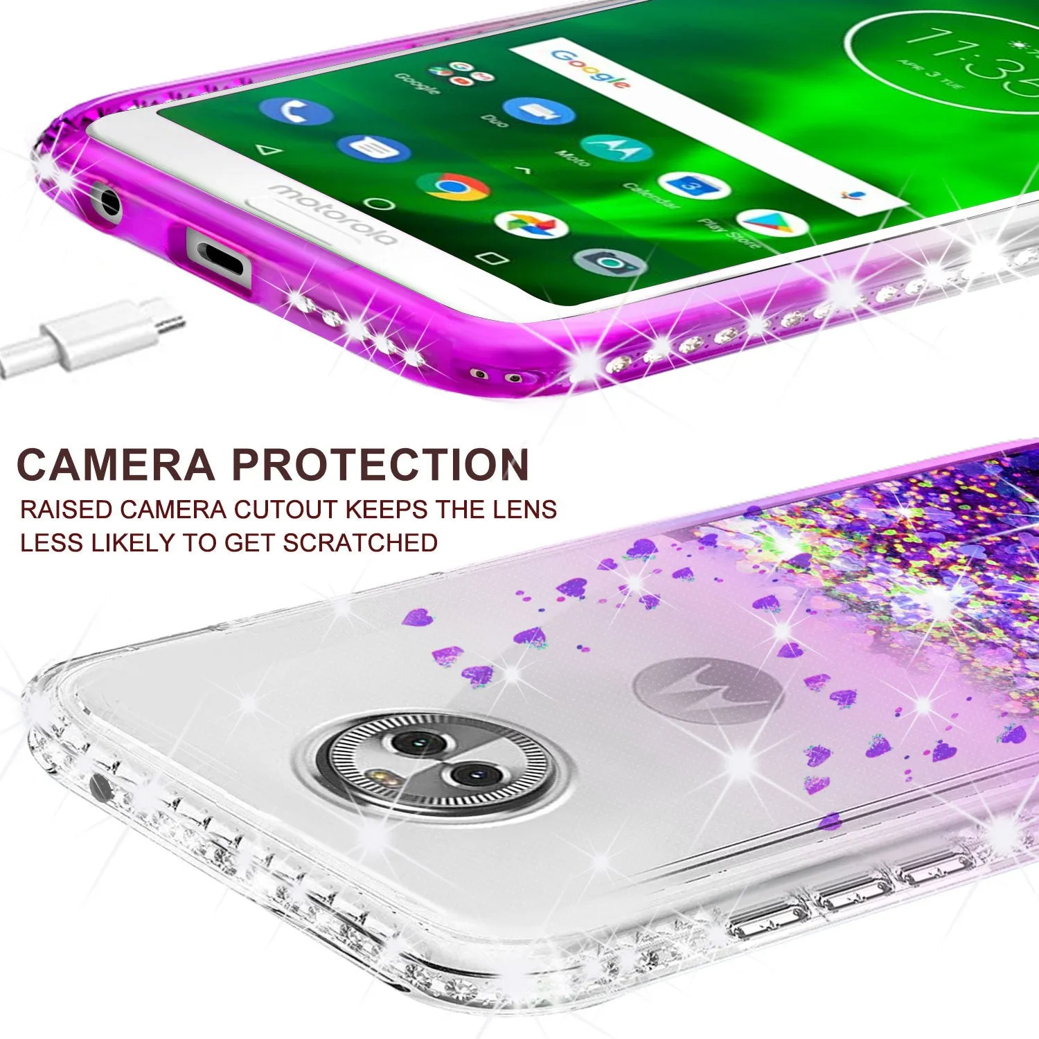 Motorola Moto G6 , Moto G6 2018 Case Liquid Glitter Phone Case Waterfall Floating Quicksand Bling Sparkle Cute Protective Girls Women Cover for Moto G6/Moto G6 2018 - Purple