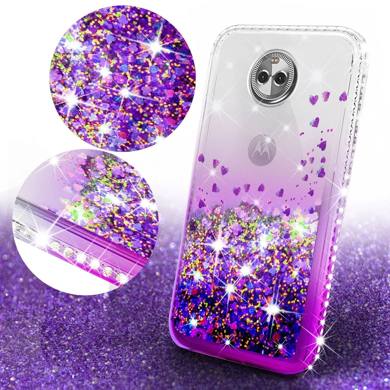 Motorola Moto G6 , Moto G6 2018 Case Liquid Glitter Phone Case Waterfall Floating Quicksand Bling Sparkle Cute Protective Girls Women Cover for Moto G6/Moto G6 2018 - Purple
