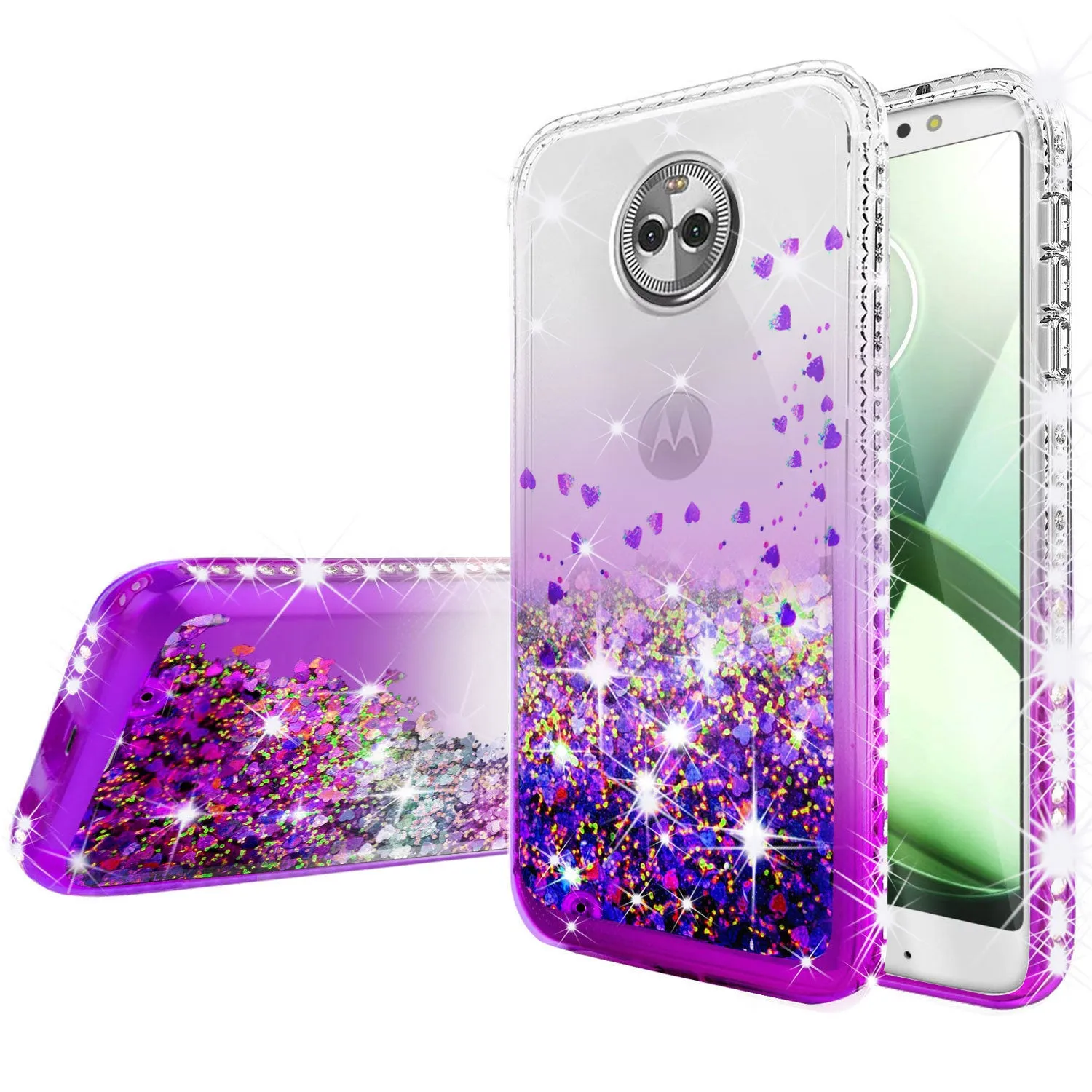 Motorola Moto G6 , Moto G6 2018 Case Liquid Glitter Phone Case Waterfall Floating Quicksand Bling Sparkle Cute Protective Girls Women Cover for Moto G6/Moto G6 2018 - Purple