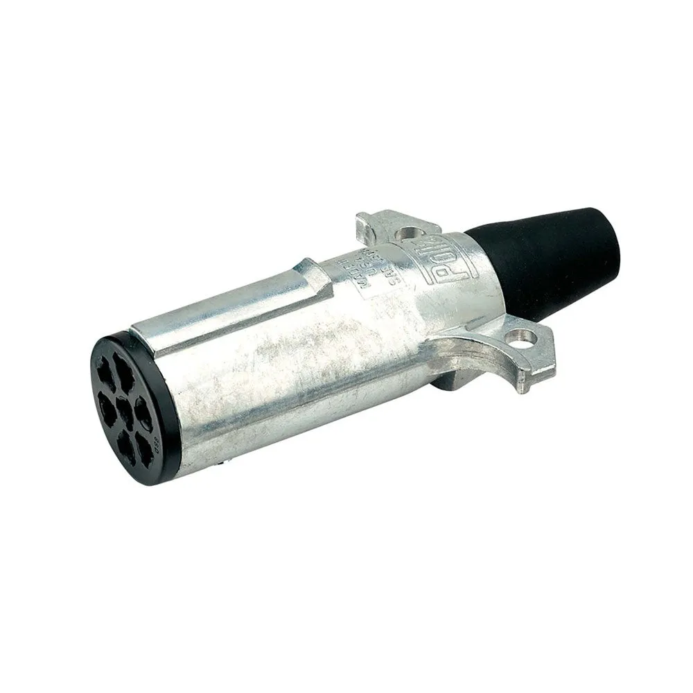 Narva 82193 7 Pin Heavy-Duty Round Metal Trailer Plug with Internal Weatherbeater Seal and Rubber Boot