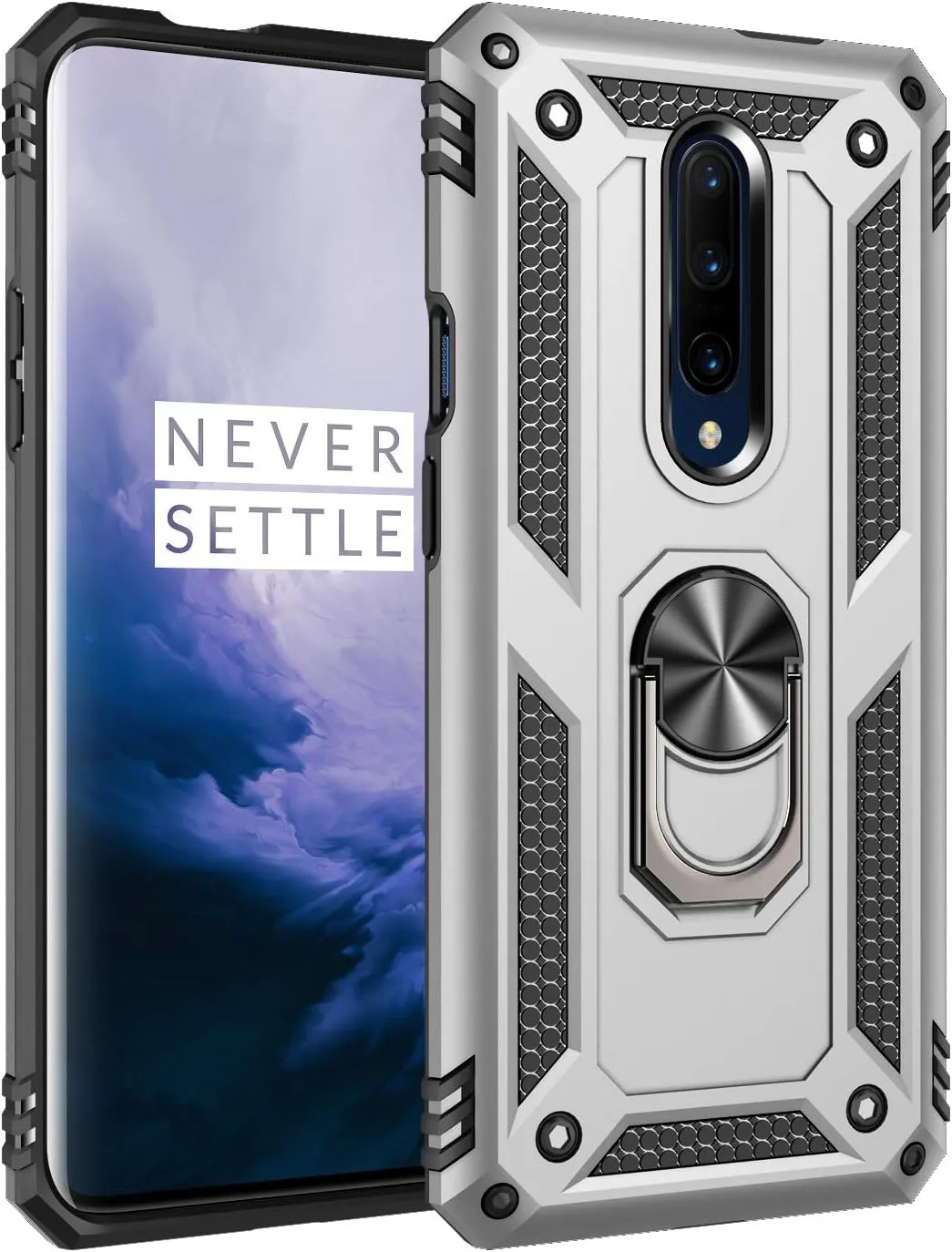 OnePlus 7 Pro Case Military Protection Built-in 360 Rotation Car Magnetic Holder  6.67" Blue