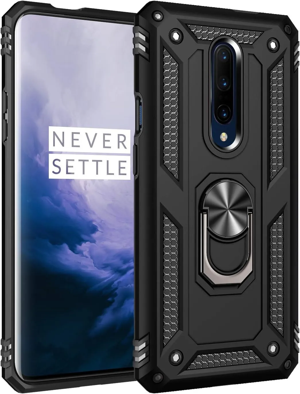 OnePlus 7 Pro Case Military Protection Built-in 360 Rotation Car Magnetic Holder  6.67" Blue