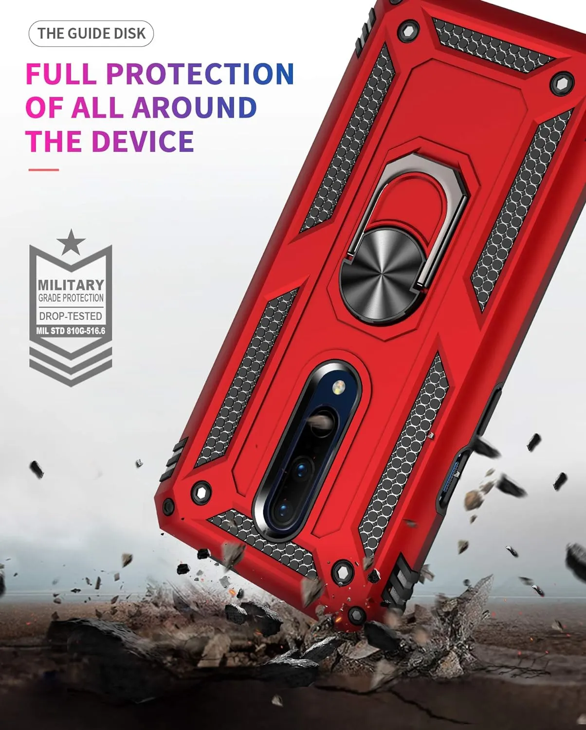 OnePlus 7 Pro Case Military Protection Built-in 360 Rotation Car Magnetic Holder  6.67" Blue
