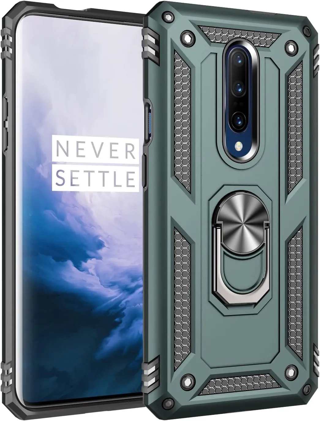OnePlus 7 Pro Case Military Protection Built-in 360 Rotation Car Magnetic Holder  6.67" Blue
