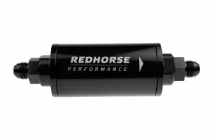 Redhorse Performance 6" Cylindrical In-Line Race Fuel Filter -10AN - Black - 4651-10-2