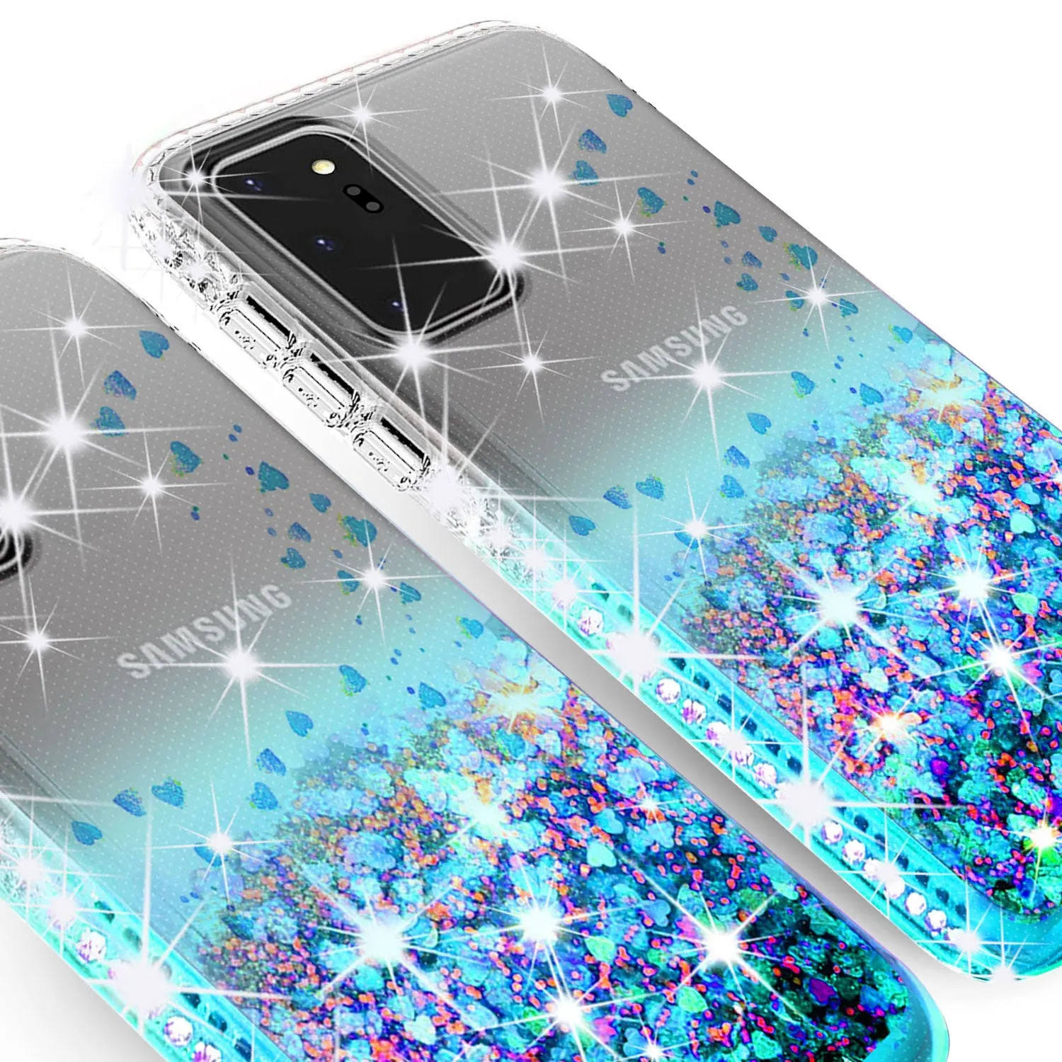 Samsung Galaxy A71 5G Case Liquid Glitter Phone Case Waterfall Floating Quicksand Bling Sparkle Cute Protective Girls Women Cover for Samsung Galaxy A71 5G W/Temper Glass - Teal