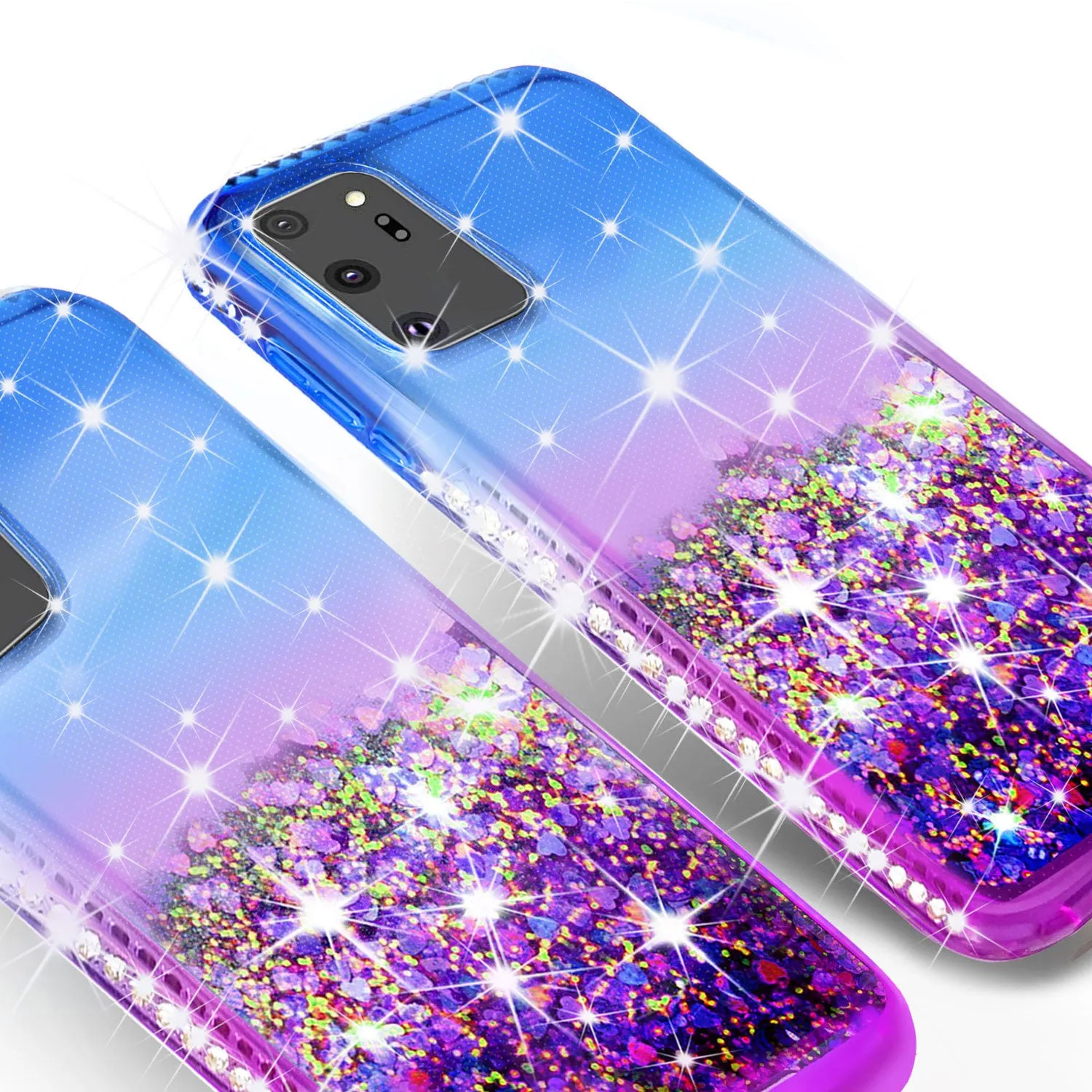 Samsung Galaxy Note 20 Ultra Case Liquid Glitter Phone Case Waterfall Floating Quicksand Bling Sparkle Cute Protective Girls Women Cover for Samsung Galaxy Note 20 Ultra W/Temper Glass - (Blue/Purple Gradient)