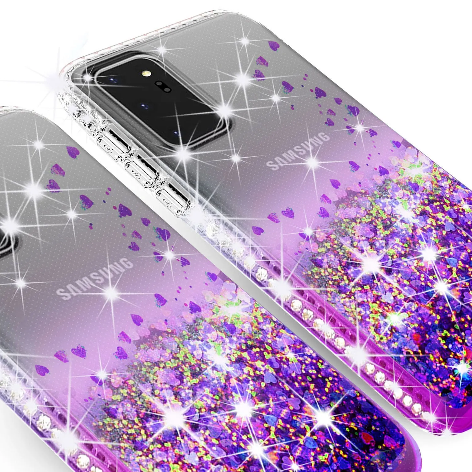 Samsung Galaxy Note 20 Ultra Case Liquid Glitter Phone Case Waterfall Floating Quicksand Bling Sparkle Cute Protective Girls Women Cover for Samsung Galaxy Note 20 Ultra W/Temper Glass - Purple