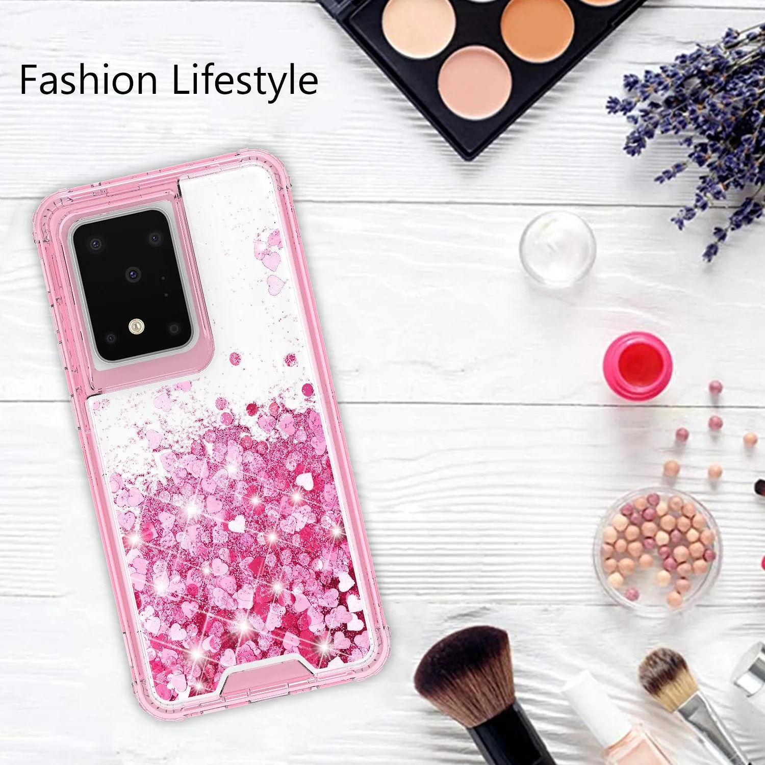 Samsung Galaxy S20 Case,Hard Clear Glitter Sparkle Flowing Liquid Heavy Duty Shockproof Three Layer Protective Bling Girls Women Cases for Samsung Galaxy S20 - Pink