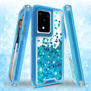 Samsung Galaxy S20 Plus/Galaxy S20  Case,Hard Clear Glitter Sparkle Flowing Liquid Heavy Duty Shockproof Three Layer Protective Bling Girls Women Cases for Samsung Galaxy S20 Plus/Galaxy S20  - Teal