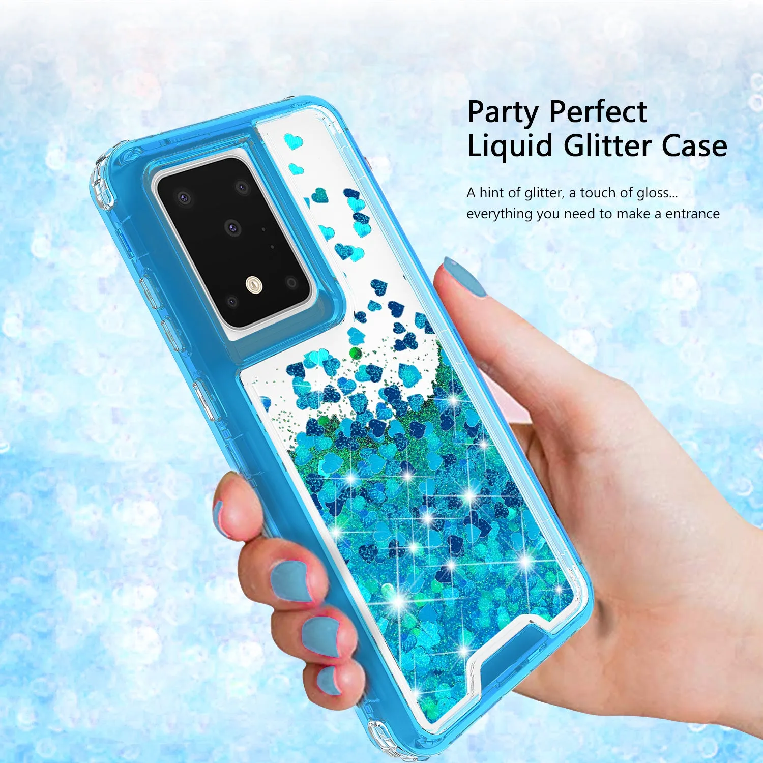 Samsung Galaxy S20 Plus/Galaxy S20  Case,Hard Clear Glitter Sparkle Flowing Liquid Heavy Duty Shockproof Three Layer Protective Bling Girls Women Cases for Samsung Galaxy S20 Plus/Galaxy S20  - Teal