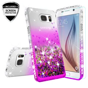 Samsung Galaxy S7 Edge Case Liquid Glitter Phone Case Waterfall Floating Quicksand Bling Sparkle Cute Protective Girls Women Cover for Galaxy S7 Edge - Purple