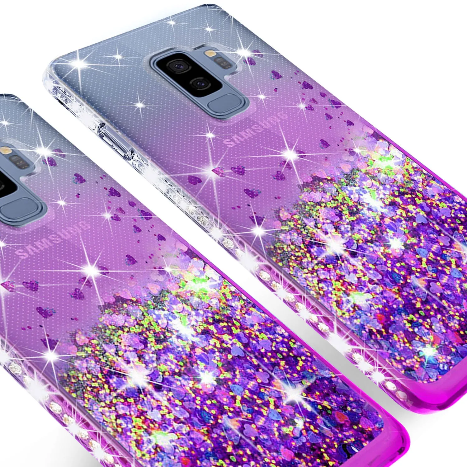 Samsung Galaxy S9 Case Liquid Glitter Phone Case Waterfall Floating Quicksand Bling Sparkle Cute Protective Girls Women Cover for Galaxy S9 - Purple