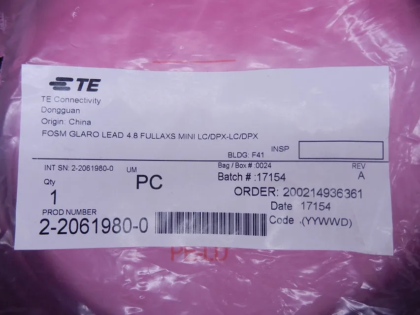 TE Connectivity 9/125μm 20m Single Mode Fiber Optic Cable 2-2061980-0