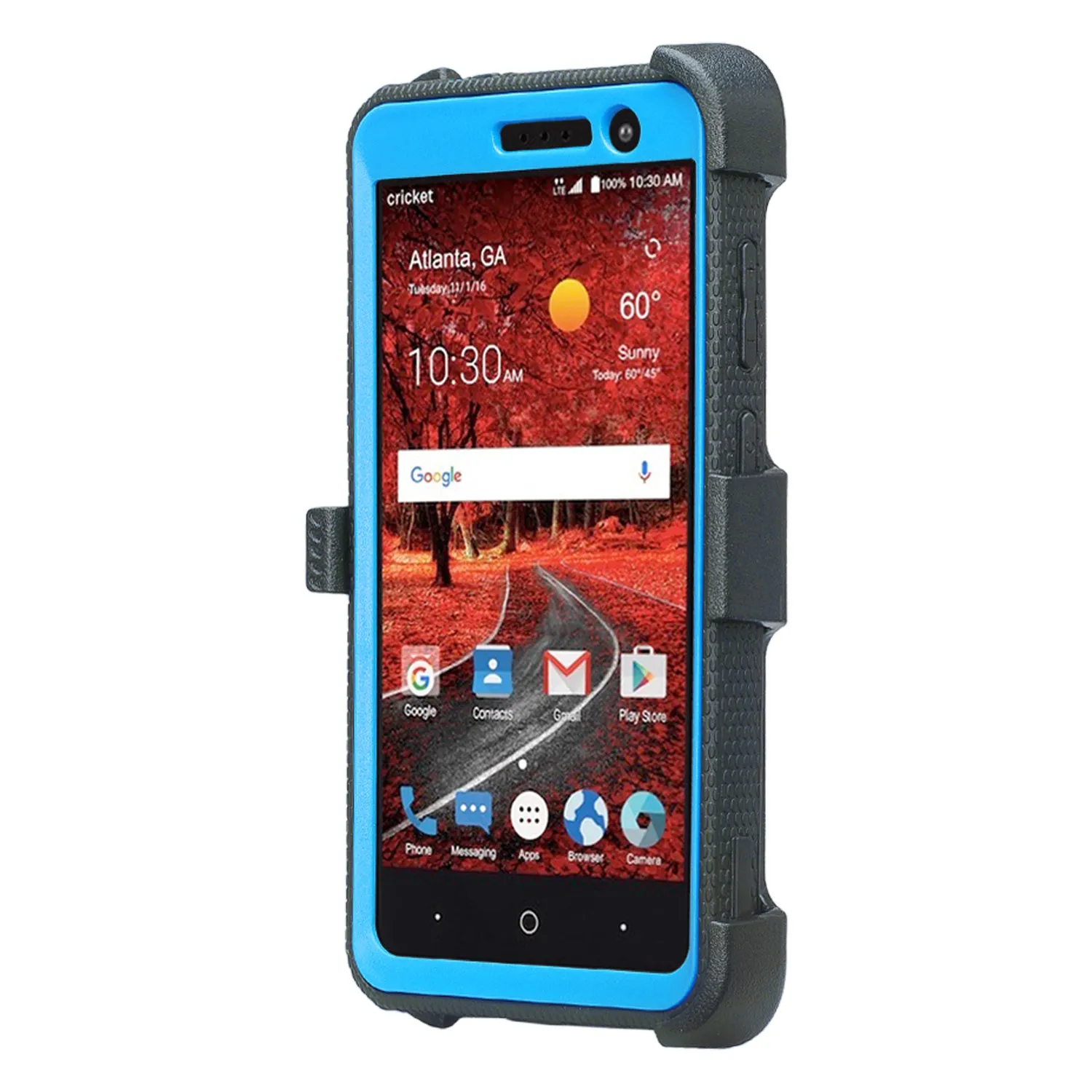 ZTE Blade Spark Z971, ZTE ZMAX One, ZTE Grand X4, X 4 Case, Rugged [Built-in Screen Protector] Heavy Duty Holster Shell Combo Cover - Blue
